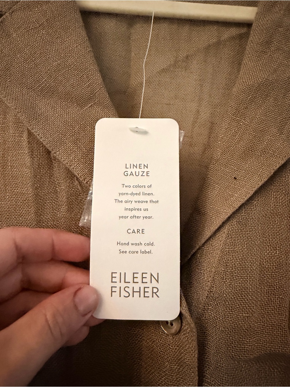 Eileen Fisher Women's Taupe Linen-Gauze Button-Front Shirt Dress - Picture 2 of 6